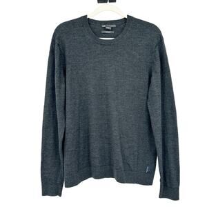 A/X Armani‎ Exchange Womens 100% Merino Wool Pullover Knit Sweater Size L Gray